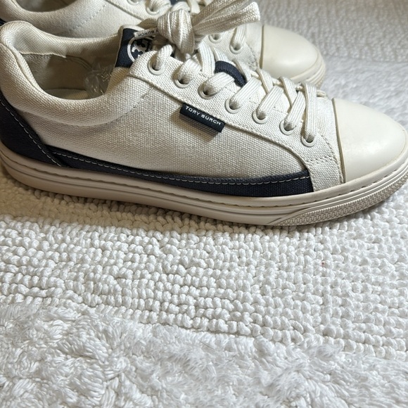 (NWOT) Tory Burch Designer Low Top Canvas Court Sneaker Shoe Natural 7.5 - Picture 6 of 12